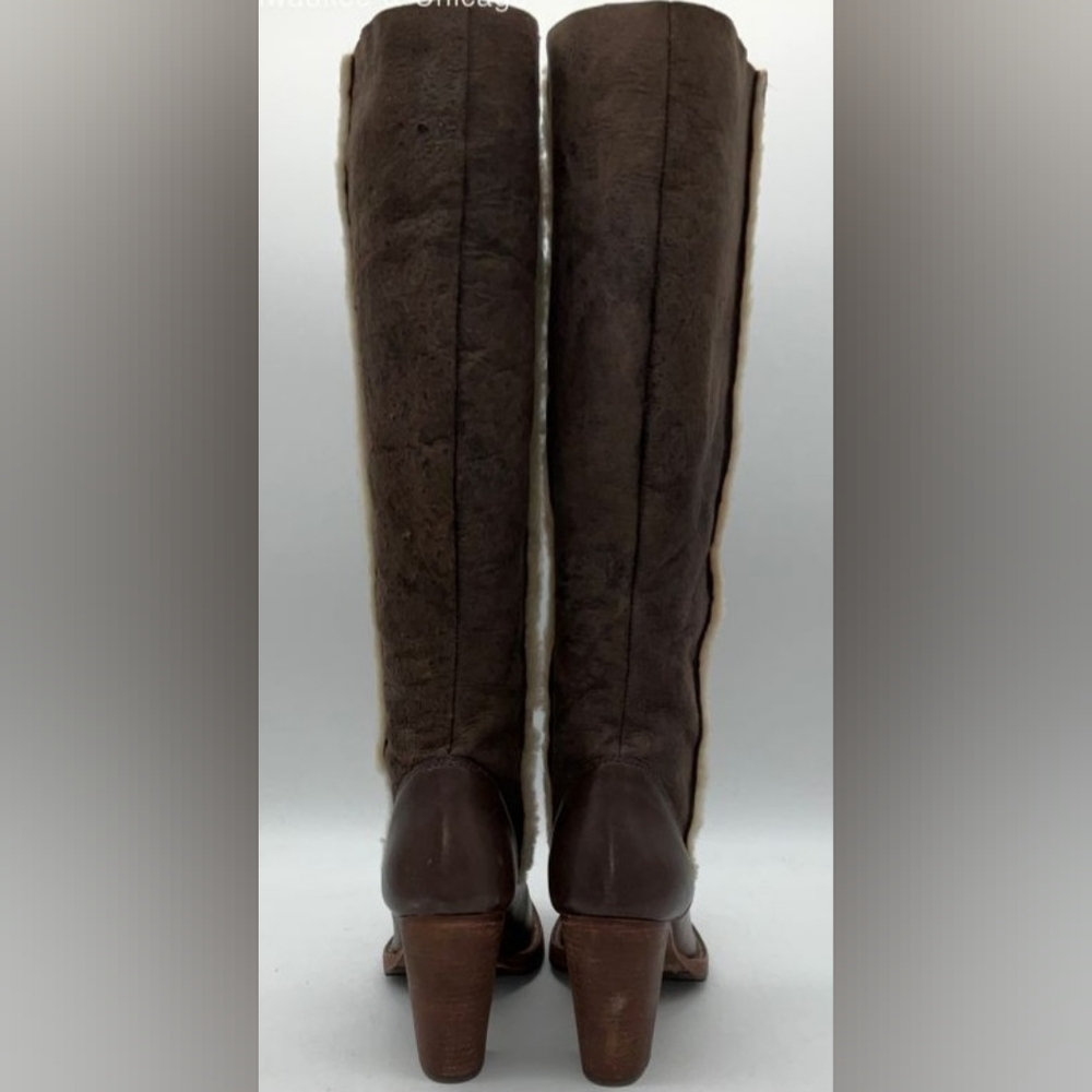 Michael Kors MK Shearling Fleece Brown Leather Women's Boots 6.5 - Picture 5 of 7